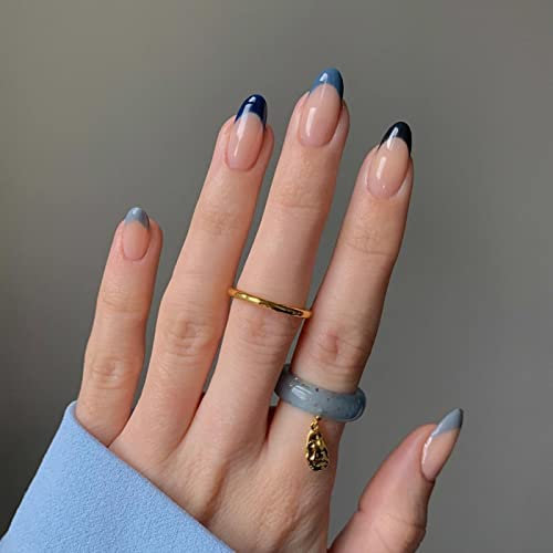 KXAMELIE Acryl Press on Nails Nude Gefälschte Nägel Jugendjahre mit Nagelkleber, Nägel Aufkleben für Maniküre, 24 Stück, Mittel, Mandelform, 1 Set, 1 Packung