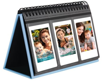 Álbum de Fotos de Escritorio Mini con 96 Bolsillos para la Cámara Instantánea Fujifilm Instax Mini 12/11/9/40/EVO, Compatible con Películas Polaroid Z2300/PIC - 300P/Z2300/Snap (Azul)