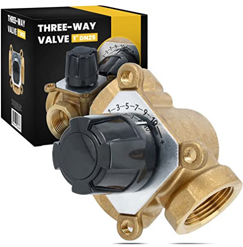 Vanne de mitigeur thermostatique à trois voies - Régulation du chauffage au sol et central - Réglage 1 DN25 - Soupape thermostatique pour température de l'eau - Thermostat Control
