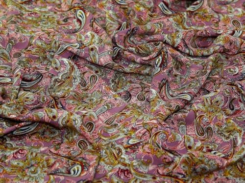 Kleiderstoff, Paisleymuster, Viskose, Meterware, Rose