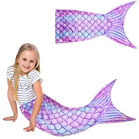 Meerjungfrau Decke,Meerjungfrau Flosse Decke,Alle Jahreszeiten Weiche Meerjungfrauen Schwanz Decke,Meerjungfrauen Decke Mädchen,Kuscheldecke Meerjungfrau Für Weihnachts Geburtstagsgeschenk(145 x 50cm)