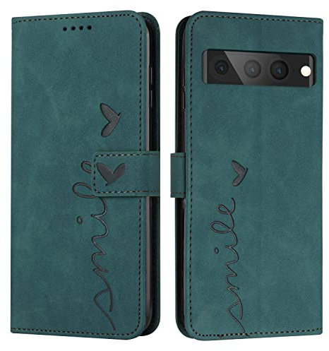 VEEMOS Klapphülle für Google Pixel 7 Pro 5G Hülle Klappbar Handyhülle mit Kartenfach Ständer Schutzhülle Handy Tasche Leder Flip Book Case Cover Handytasche - Türkis