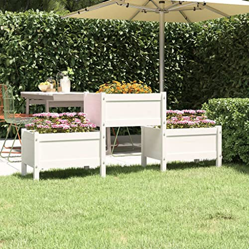 WIFESE JardinièRe Blanc 178,5x44x75 Cm Bois Massif De Pin Jardinieres Exterieur JardinièRe sur Pieds Potager Bac A Fleurs Rectangulaire Potager Surleve Jardiniere Bois