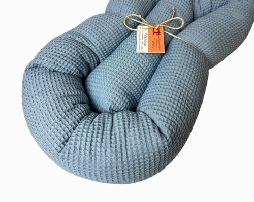 Schlangenmanufaktur® Baby Kuschelschlange Bettschlange Rauchblau, 140cm x 13cm, Handmade, ÖKO-TEX® Standard100 zertifizierte Materialien, 100% Made in Germany