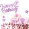Personalised Happy 2nd Birthday Cake Toppers Birthday Cake Decorations Pink for Baby Girls, Double Sided Glitter Cupcake Topper Cake Topper Kit For Girls 2 Years Birthday Party Cake Décor Supplies