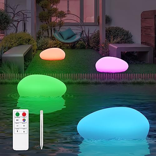 GGII Solarleuchten für Außen, Schwimmende Poolbeleuchtung, Solarlampen für Außen Garten Pool, LED Solar Bodenleuchte 2 Stück, Solarleuchte 8 Farben für Gartendeko, IPX6 Wasserdicht Gartenleuchten (B)