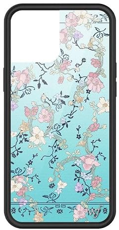 Wildflower Cases - Gallery Girlie Blue Case, Compatible with Apple iPhone 12 Pro Max | Blue, Pink, Vines, Floral, Trendy - Protective Black Bumper, 4ft Drop Test Certified, Women Owned Small Business