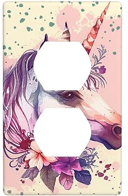 Einhorn Rosa Lichtschalter-Abdeckung Dekorative Einzel-Duplex-Steckdosenabdeckung Wandplatte Für Badezimmer Schlafzimmer