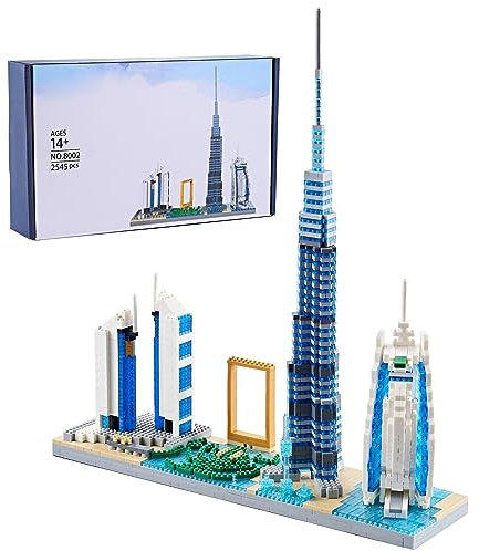 Pasyru Dubai Architecture Bausteine Bausatz, 2545 Teile Mini Bausteine Bausatz, Weltberühmtes Gebäude Modellbausatz, Kreatives Bauset für Erwachsene und Kinder