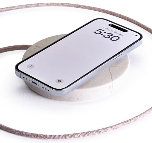 Einova Classic Stone – Kabelloses Ladegerät aus echtem Marmor für Apple und Android-Smartphones, kabellose Kopfhörer – Marmor Creme
