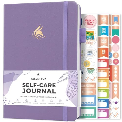 Clever Fox Self-Care Journal for Women, Daily Planner A5 Lavender | 3-month mental health journal, habit tracker, wellness journaling supplies for women & teen girls, gratitude & mood log