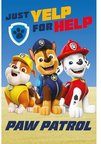 Paw Patrol Fleecedecke Kuscheldecke Rubble Chase Marshall Just Yelp for Help, Helden auf 4 Pfoten, Superhelden 100 x 150 cm, 100% Polyester