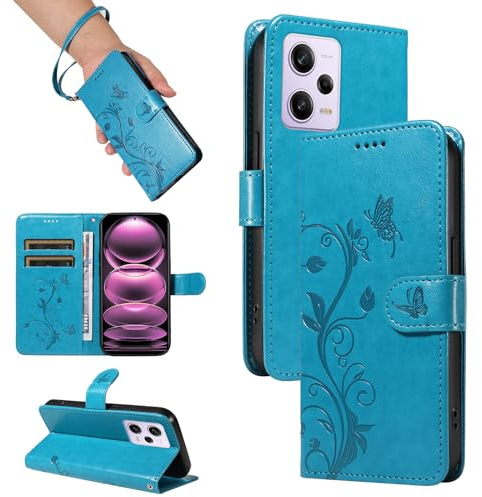 SRISHP Hülle für Redmi Note 12 Pro 5G Handyhülle, Blau | Premium PU Leder, Handyhülle Mit Band, Magnet Flip Case, Kartenfächer, Ständer Klappbar Tasche, Standfunktion Schutzhülle