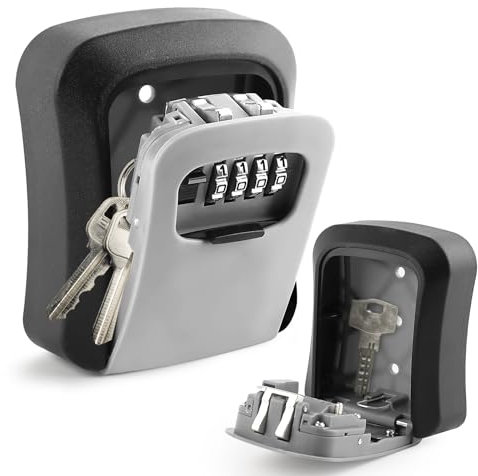 Boite a Clef Securisee, Boite a Clefs Murale de avec Code à 4 Chiffres, Boite a Clefs Sécurisée Exterieur,Boîte à Clés étanche et antirouille pour Appartements Bureaux Écoles Garages Entrepôts Maisons