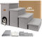 Zerbuger Dog Stairs 23 H, 4-Step Wider Dog Steps for High Beds Window, Folding Storage Pet Stairs Gift for Small/Medium/Large Old Dogs Cats, Ramp for Climbing Car Up to 200 lbs (Gray, with Condo)