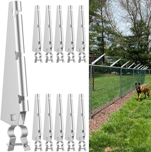 YanTuo 10 Pack Barbed Wire Arm for 1-3/8 Chain Link Fence, Galvanized Steel Fence Height Extender, Practical/Functional, Silver