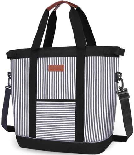 INSMEER Kühltasche Gross 35L, 45 Cans Tote Kühltasche Faltbar mit Schulterriemen, Auslaufsicher & Wasserdicht Einkaufstasche Tragetasche, Ideal für Strand, Camping, Reisen