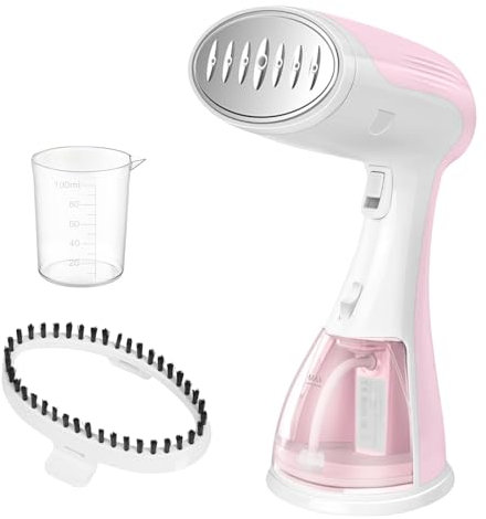 Mini plancha de vapor, plancha de vapor portátil, plancha de mano, calentamiento rápido de 30s, depósito de agua de 50 ml, 1500W, plancha de vapor colgante compacta para el hogar - Rosa