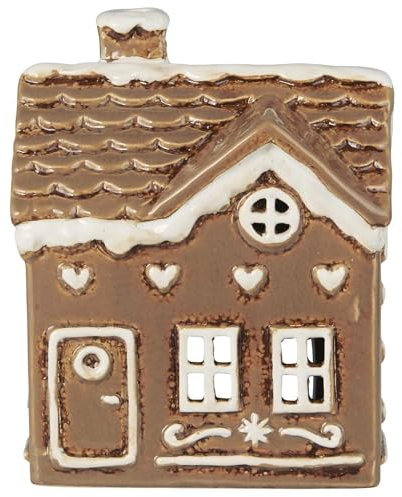 IB Laursen Lichthaus LEBKUCHENHAUS eckige Tür Herzen 14 cm Teelicht Keramik