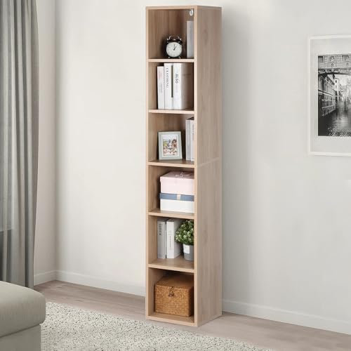 PACHIRA Höhenverstellbares Bücherregal Mit 6 Ebenen, 180.34 x 30.5 x 30.5 cm Schmales Standregal, Offenes Eckregal, Würfelregal, Aufbewahrungsregal Für Wohnzimmer, Büro, Schlafzimmer, Lagerregal