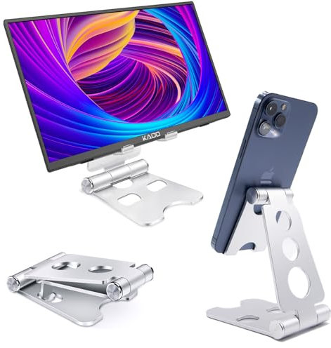Kado Aluminum Alloy Tablet Stand for Portable Monitor, Foldable iPad Stand Holder Adjustable, Computer Office Desk Accessories for Kindle, Switch, iPad Pro/Air/Mini, iPhone Pro/Max/Plus