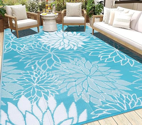 SHACOS Tappeto per Terrazzo Esterno Impermeabile 180x270 cm Tappeto Grande da Giardino per Esterno in Plastica Tappeto Esterno Reversibile Pieghevole per Giardino, Patio, Spiaggia, Picnic