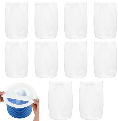 UYVPAER 10 Stück Pool Skimmer Socken Filtersocken Sieb Netz Filterstrumpf Poolsocken Socks Skimmernetze Zur Feinfilterung Filter Zubehör Skimmersocke Socke Für Filterkorb Skimmerkorb Wiederver