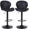 ralex-chair Moderne Barhocker 2er Set, Höhenverstellbare Drehbare Barhocker aus Wildleder, Armlose Kücheninsel-Thekenstühle mit Rückenlehne und Fußstütze, Schwarz