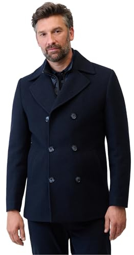 RICANO Vincenzo - Klassische Herren Caban Jacke aus Wolle mit Reverskragen und abtrennbarem Stepp-Einsatz (Slim Fit) - Made in Europe