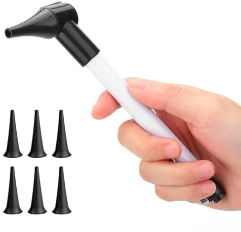 Bysameyee Slimline Stainless Pocket Otoscope, Handheld Ear Scope Otoscope with Soft LED Light & 7 Specula Tips for Kids Adults Pets Animals