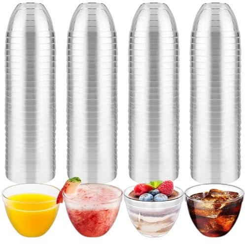 Sinofort Dessert Cups,100PCS 2oz/60ml Mini Dessert Bowls,Clear Hard Plastic Reusable,Mini Dessert Cups,Cheesecake Pots,for Dessert Glasses for Pudding, Mousse, Parfait, Tiramisu, Jelly