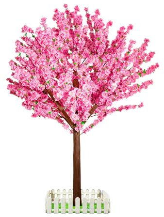 Albero di ciliegio artificiale alto fatto a mano rosa finto albero con base per interni ed esterni, casa, ufficio, feste, matrimoni, finto albero di pesco