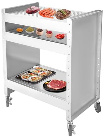 Grillwagen Grilltisch Outdoor Beistelltisch Garten Trolley Outdoorküche Multifunktioneller Arbeitstisch Werkbank für Outdoor BBQ Servierwagen Arbeitsplatte 82x59x40.5cm
