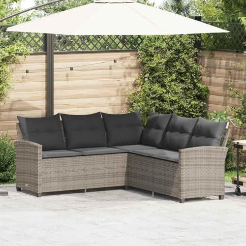 IKAYAA Rattan gartenmöbel Set Balkon Lounge L Form Balkonmöbel Kleiner Balkon Balkonsofa Garten Lounge Set Lounge Sofa Outdoor Rattan Ecklounge-4-tlg