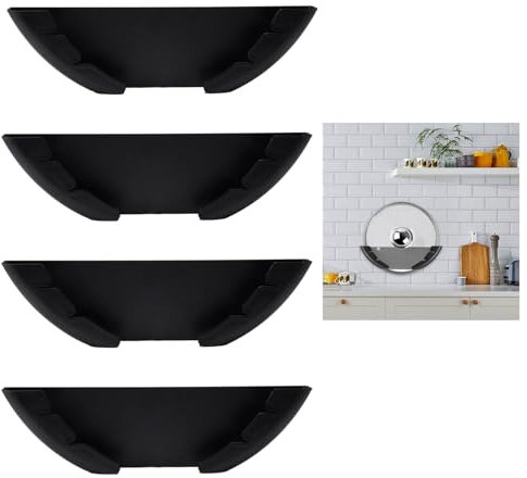 4 Stück Topfdeckelhalter Wand, Selbstklebend Deckelhalter Schranktür Geeignet für 15-32 cm Große Topfdeckel, Schwarzer Kunststoff Topfdeckel Halter Geeignet für Heimische Küchenwände und Schranktüren