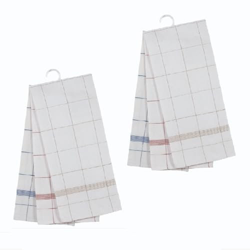 Alpes Blanc - Lot de 6 Torchons Professionnel Classique Coton et Lin - 70x70cm