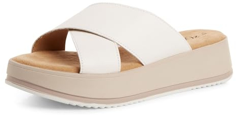 s.Oliver Damen Pantolette mit Kreuzbandage und bequemem Keilabsatz 5-27262-44, Größe:41 EU, Farbe:Weiß