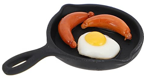 KONTONTY Pfanne für Kinderküche Bratpfanne für Puppenhaus Realistische Deko für Rollenspiele und Szenen aus Hochwertigem Jungen