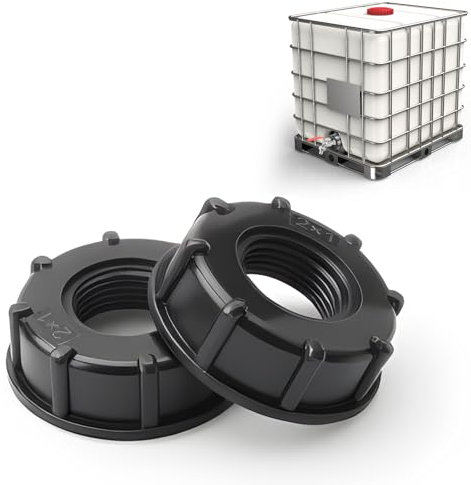 2 Pezzi Tappo Adattatore IBC 1 IBC Adattatore per Serbatoio di Acqua S60X6 Filettatura Interna Connettore per Serbatoio dell'Acqua IBC Raccordo in Plastica per 1000 L(Nero)