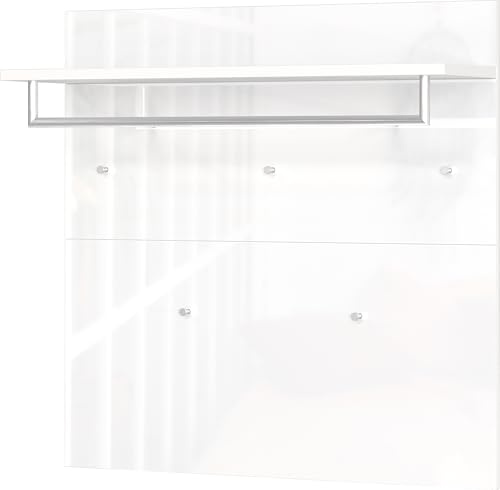 Germania Garderobenpaneel 3428-84 GW-Genova, in Weiß, mit Glasfront, 97 x 96 x 30 cm (BxHxT)