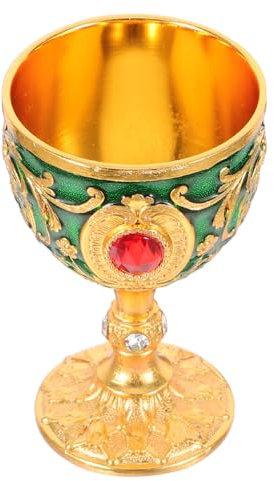 Happyyami Medieval Gold Chalice Goblet Metal Vintage Shot Glass Elegant Wine Goblet for Worship