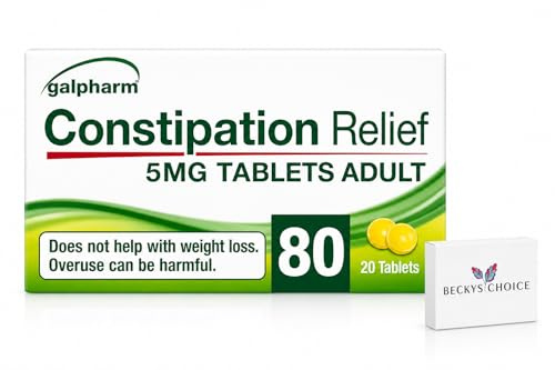 Constipation Relief 5mg Tablets Adult - (4 Packs of 20 Tabs Each)