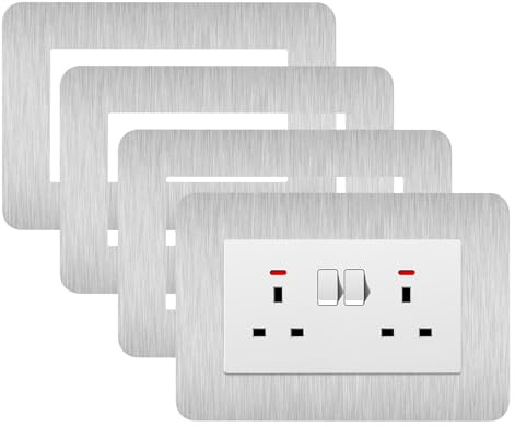 JJWNMLL 4Pcs Double Light Switch Cover Plates,13.5 * 7.5cm Silver Light Switch Surround,Surround Double Light Switch Cover,Switch Sticker Cover,WallFor Home Wall Switch Decoration