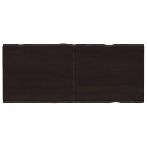 QJBSAVVA Tischplatte 140x60 cm Massive Eiche Dunkelbraun mit Baumkante klappbar als Schreibtischplatte oder Outdoor Küchenarbeitsplatte für Wohnzimmer Esszimmer Büro Balkon und Garten