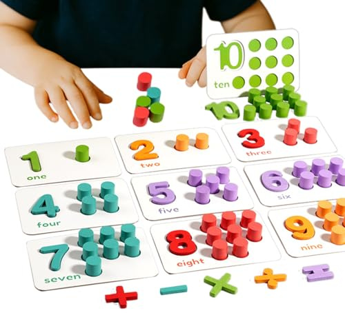Zählbrett mit Holzzapfen | Mathematikspielzeug aus Holz, Manipulatives Material für Mathematik | für und Mädchen im Vorschulalter Kindergarten Bildung zu Hause und im Klassenzimmer