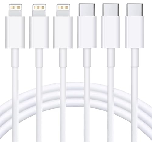 RCTech USB C to Lightning Cable 3Pack [MFi Certified] Type C Power Delivery Fast Charging Cord for iPhone 14/13/12/11/XS/XR/X/8/iPad