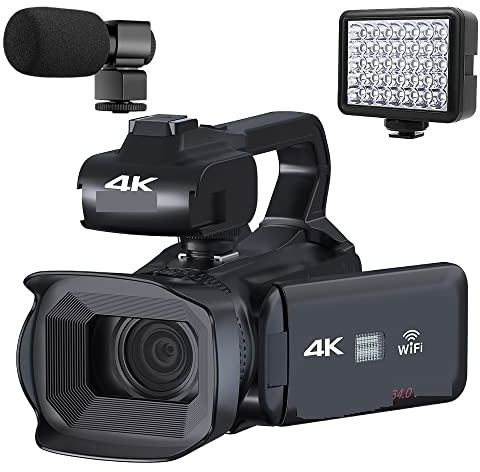 Vlogging Camera, 64MP Digital Video Camera For Photography Full 4K 60FPS Vlog Camcorder Live Stream Webcam Auto Focus Video Recorder(128G SD Card,With Light MIC)