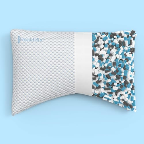 Healthfix DreamFix Orthopädisches Kopfkissen 65x44 cm - anpassbares Nackenkissen für Seitenschläfer, Rücken- und Bauchschläfer, kühlender Bezug, Memory Foam