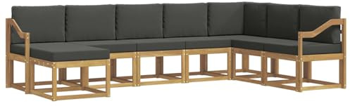 vidaXL Outdoor-Sofagarnitur mit Kissen 8 pcs Weiß und Anthrazit, Moderner Garten Sofa, wetterfeste Eckcouch, Möbel zum Entspannen auf Terrasse, Patio Lounge und Komfortset
