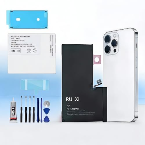RUI XI Kompatibel mit iPhone 16/16E/16 Plus/16 Pro/16 Pro Max LCD | A-Grade LCD/OLED-Typ Incell Digitizer Display Akku + Gratis Werkzeug (für 16 Pro Akku)